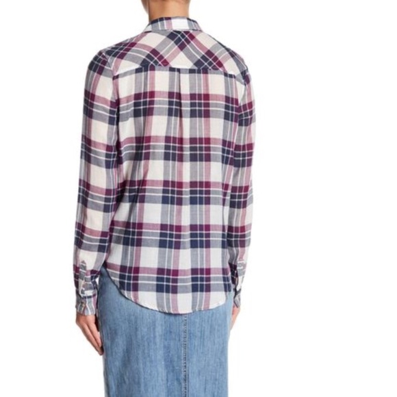 Paige mya plaid lightweight button down top xs - Picture 2 of 8